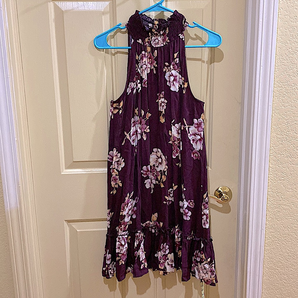Xhilaration small maroon floral print midi dress